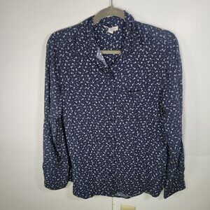 Beachlunchlounge Navy Floral Button-Up Long Sleeve Shirt  Size M/M